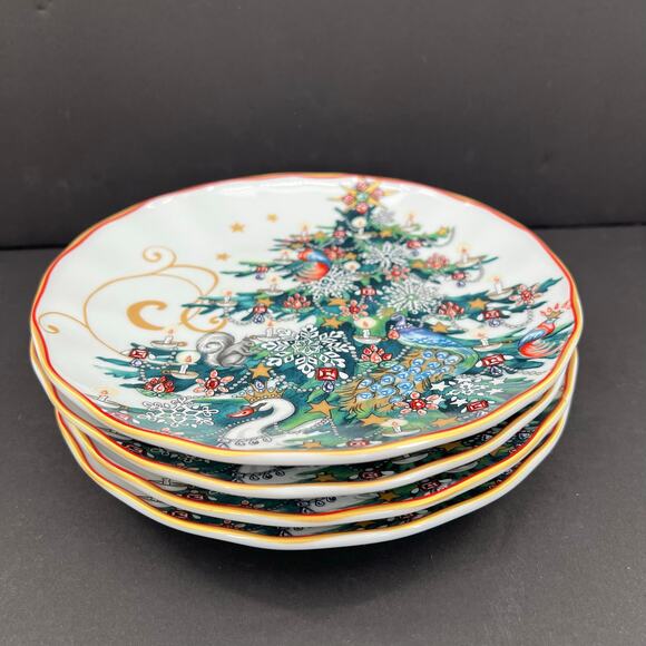 NWOT 4 Williams-Sonoma Twas The Night Before Christmas Salad Plate Tree. - Picture 2 of 8
